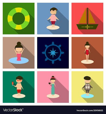 Summer time banner design with people on the vector image