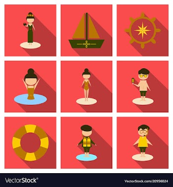 Summer time banner design with people on the vector image