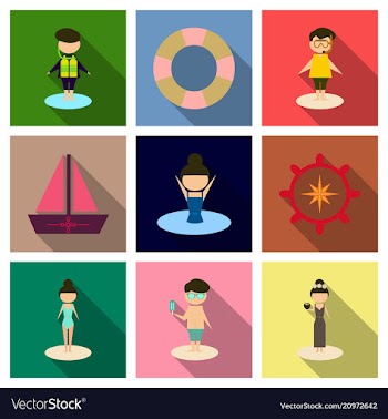 Summer time banner design with people on the vector image