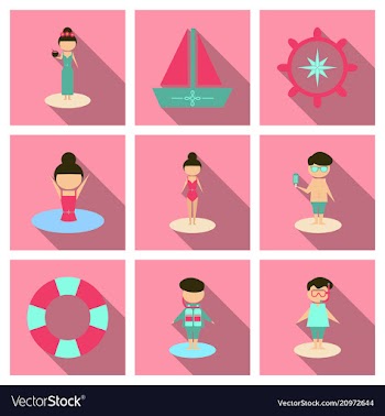 Summer time banner design with people on the vector image
