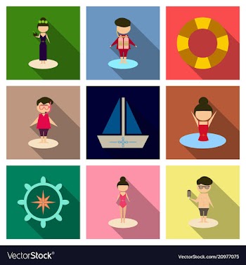 Summer time banner design with people on the vector image