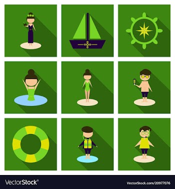 Summer time banner design with people on the vector image
