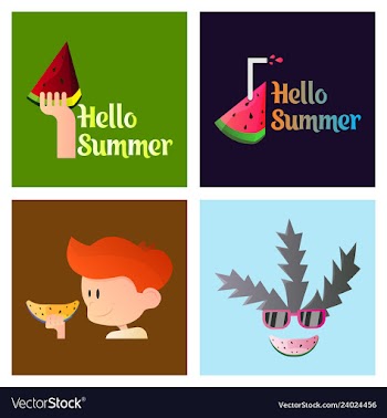 Summer time banner design with white circle for vector image