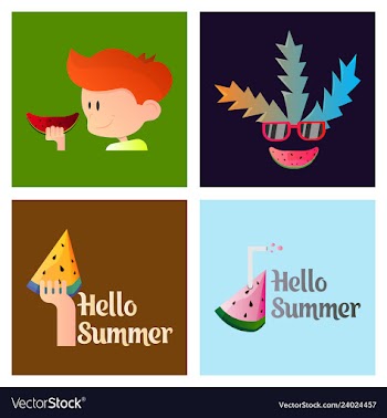 Summer time banner design with white circle for vector image