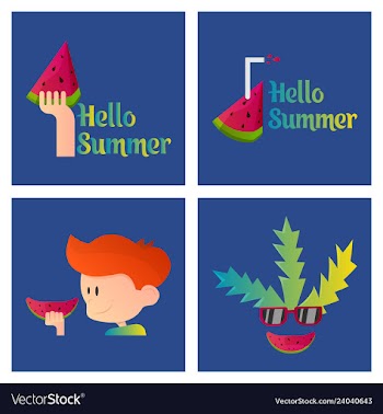 Summer time banner design with white circle for vector image