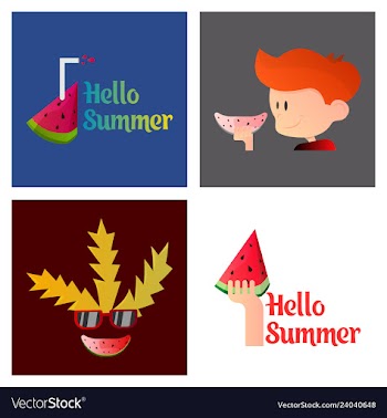 Summer time banner design with white circle for vector image