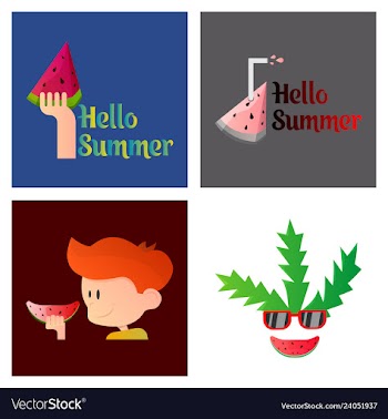 Summer time banner design with white circle for vector image