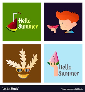 Summer time banner design with white circle for vector image