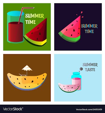 Summer time banner design with white circle for vector image