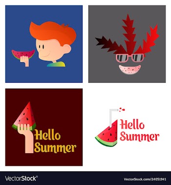 Summer time banner design with white circle for vector image