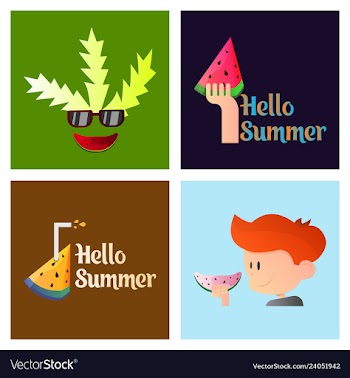 Summer time banner design with white circle for vector image