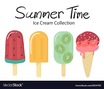 Summer time flat fruit ice cream popsicle vector image