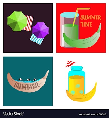 Summer time poster with cute summer in cartoon vector image
