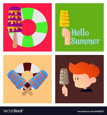 Summer time poster with cute summer in cartoon vector image