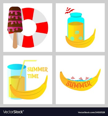 Summer time poster with cute summer in cartoon vector image