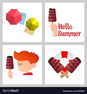 Summer time poster with cute summer in cartoon vector image
