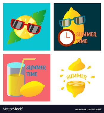 Summer time poster with cute summer in cartoon vector image