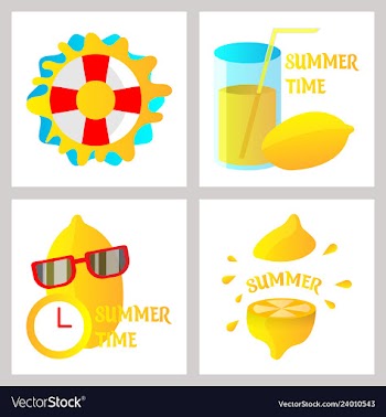 Summer time poster with cute summer in cartoon vector image