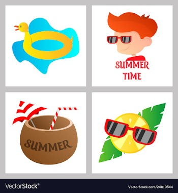 Summer time poster with cute summer in cartoon vector image