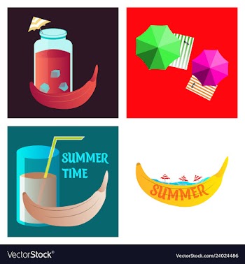 Summer time poster with cute summer in cartoon vector image