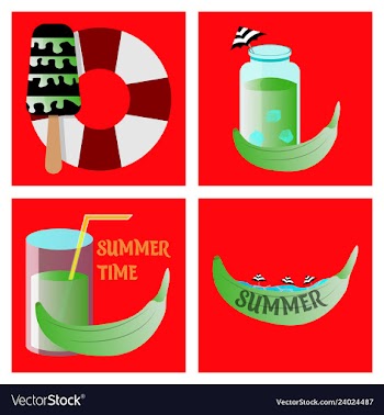 Summer time poster with cute summer in cartoon vector image