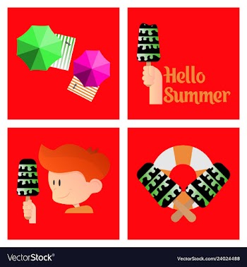 Summer time poster with cute summer in cartoon vector image