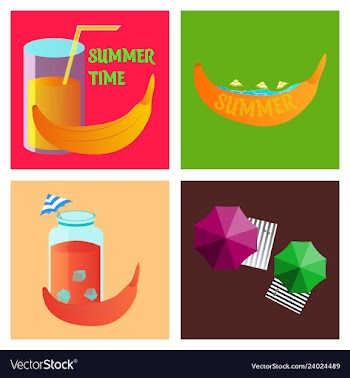 Summer time poster with cute summer in cartoon vector image