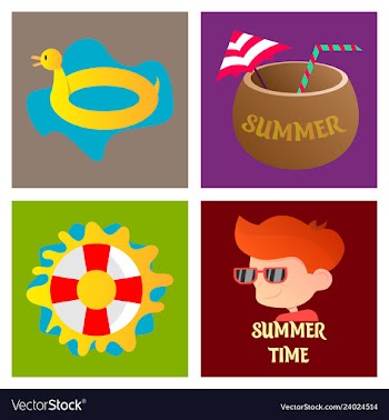 Summer time poster with cute summer in cartoon vector image
