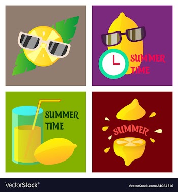 Summer time poster with cute summer in cartoon vector image