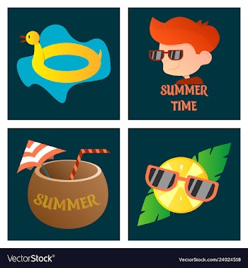 Summer time poster with cute summer in cartoon vector image
