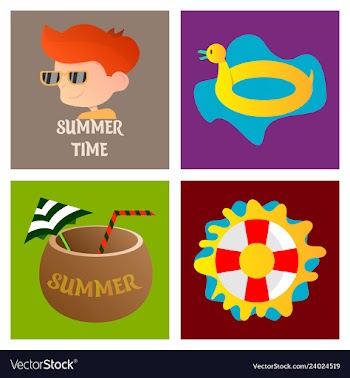 Summer time poster with cute summer in cartoon vector image