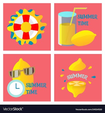 Summer time poster with cute summer in cartoon vector image