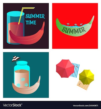 Summer time poster with cute summer in cartoon vector image