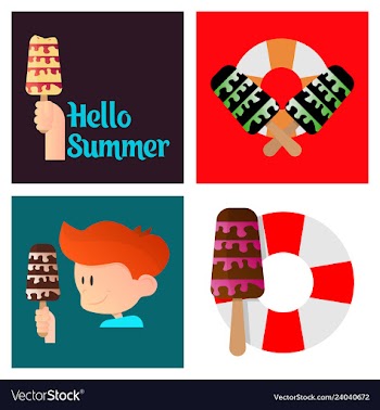 Summer time poster with cute summer in cartoon vector image