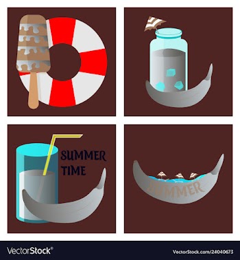 Summer time poster with cute summer in cartoon vector image