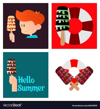 Summer time poster with cute summer in cartoon vector image