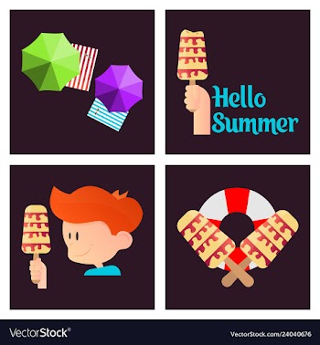 Summer time poster with cute summer in cartoon vector image