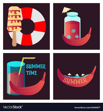 Summer time poster with cute summer in cartoon vector image