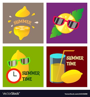Summer time poster with cute summer in cartoon vector image