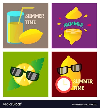 Summer time poster with cute summer in cartoon vector image