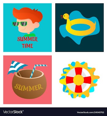 Summer time poster with cute summer in cartoon vector image