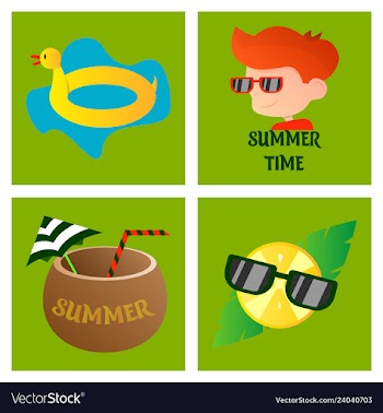 Summer time poster with cute summer in cartoon vector image