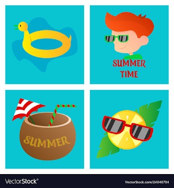 Summer time poster with cute summer in cartoon vector image
