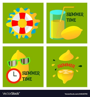 Summer time poster with cute summer in cartoon vector image