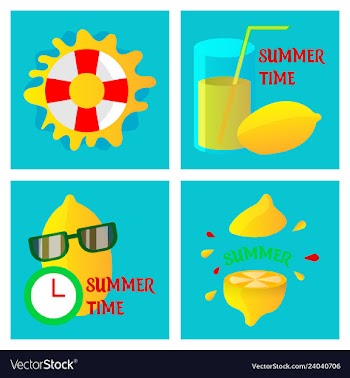 Summer time poster with cute summer in cartoon vector image