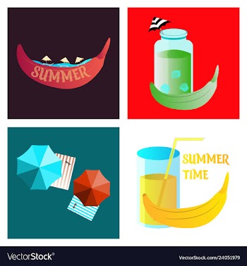 Summer time poster with cute summer in cartoon vector image