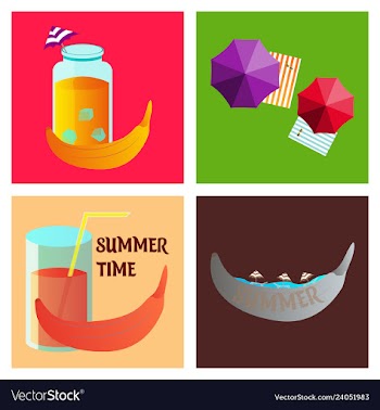 Summer time poster with cute summer in cartoon vector image