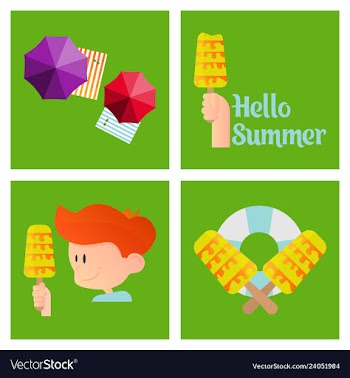 Summer time poster with cute summer in cartoon vector image