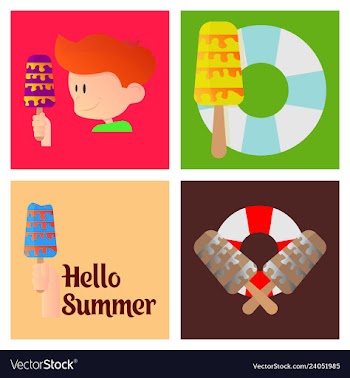 Summer time poster with cute summer in cartoon vector image