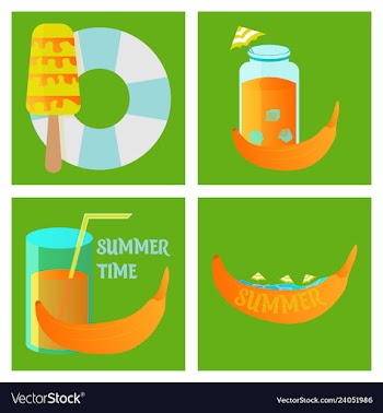 Summer time poster with cute summer in cartoon vector image